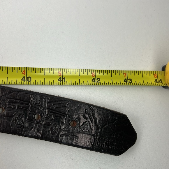 Dodge Trucks - Ram Trucks Belt Buckle on Black Leather Tooled Belt - Picture 4 of 7